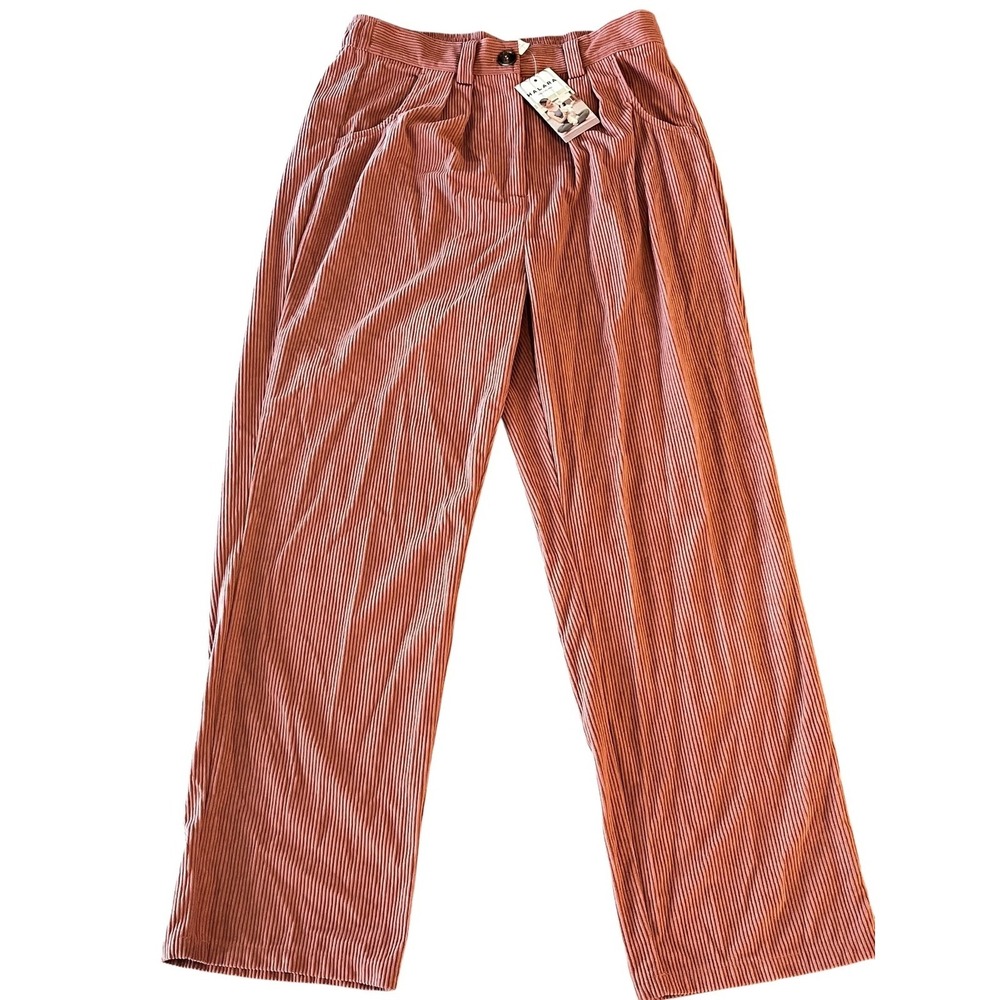 NWT Halara Corduroy Casual Pants Womens XL Pink Mid Rise Zipper Pocket - Picture 1 of 11